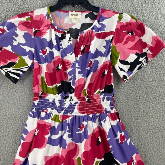 NAOO Colorful Flare Womens Dress Floral Maxi Size M Long Tiered Prairie - Picture 15 of 15